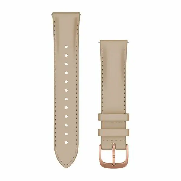 Dagaanbieding Garmin Óraszíj 20 mm világos homok bőr, 18K RoseGold PVD csat (Quick Release) Vivomove 3