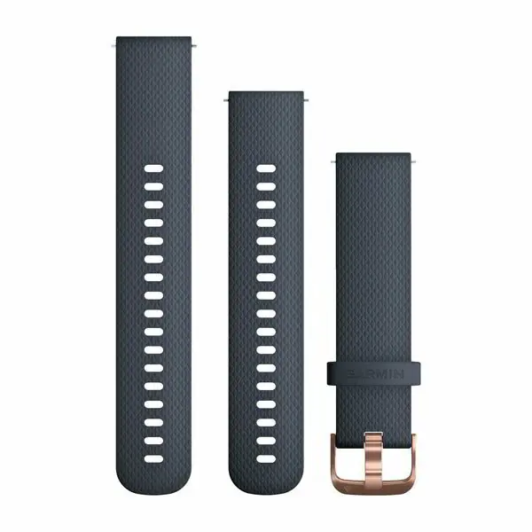 Bestel Nu Garmin Óraszíj 20 mm gránitkék szilikon, Rose Gold csat (Quick Release)