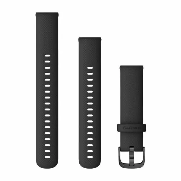 Garmin Óraszíj 18 mm fekete szilikon, szürke csat (Quick Release) Vívoactive 4S 110-195 mm Gratis Retour