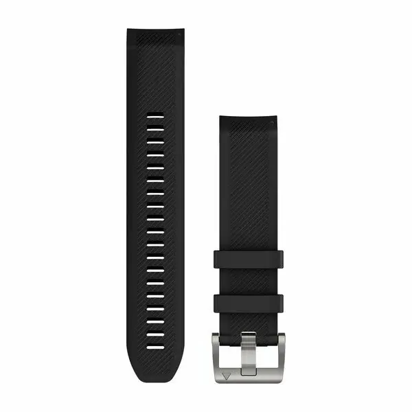 Gratis Retour Garmin Óraszíj 22 mm fekete szilikon, ezüst színű csat (QuickFit) MARQ