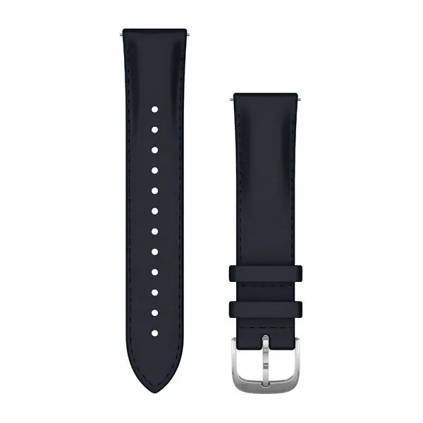 Snelle Levering Garmin Óraszíj 20 mm sötétkék bőr, ezüst csat (Quick Release) Vivomove 3 125-190 mm