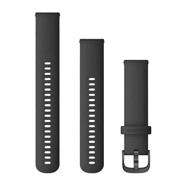 Populair Garmin Óraszíj 20 mm fekete szilikon, szürke csat (Quick Release) Venu