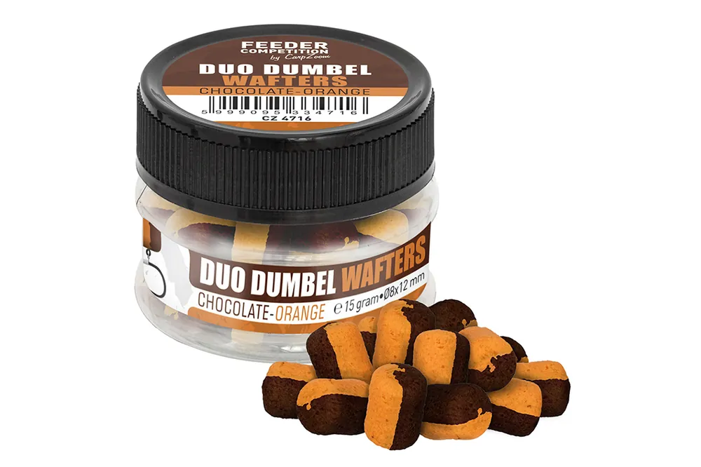 Bestseller Feeder Competition Duo Dumbel Wafters horogcsali, o8x12mm, csoki, narancs, 15g