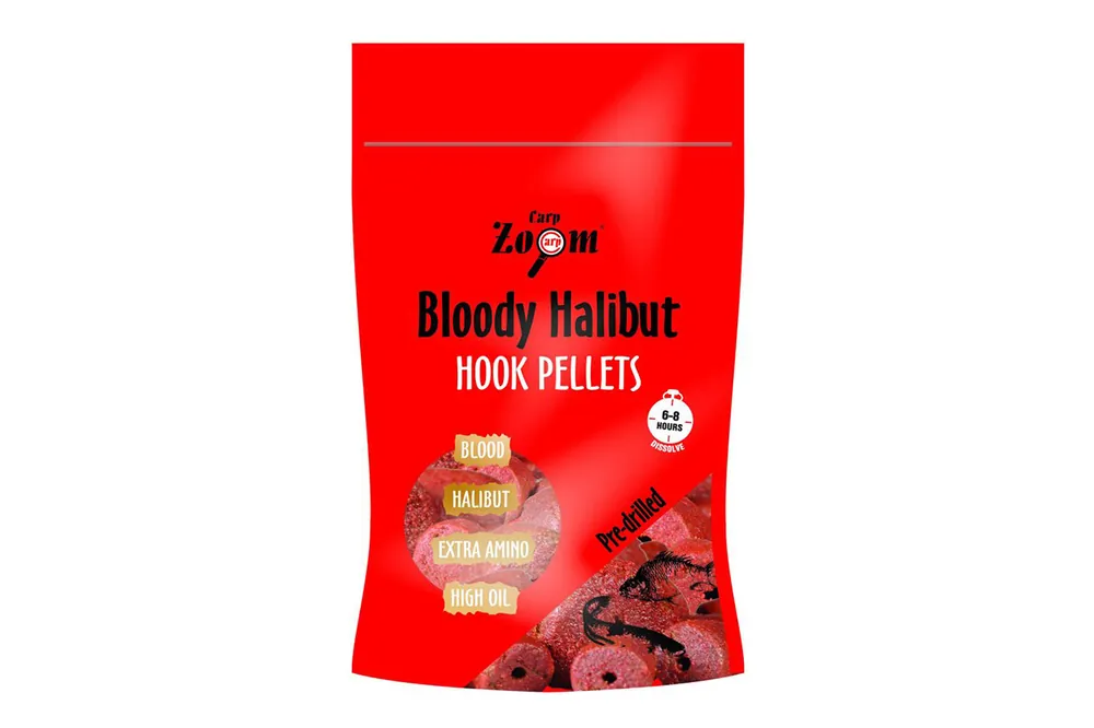 CarpZoom Epres halibut horogpellet fúrt, 8mm, eper, halas, 150g Aanbieding