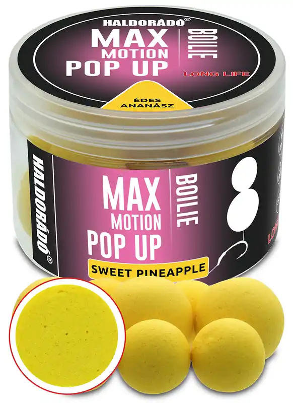 HALDORÁDÓ MAX MOTION Boilie Pop Up 16, 20 mm - Édes Ananász Exclusieve Aanbieding