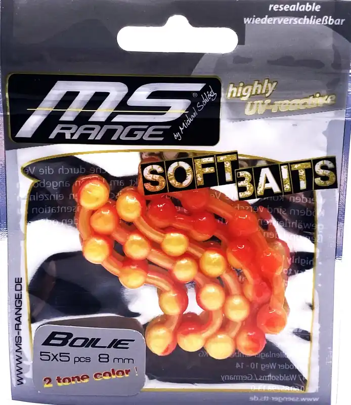 Goedkoop MS RANGE Easy Hook Boilie Fluo RC red-chartreuse/Fluo piros narancssárga UV/gumi wafter 8mm