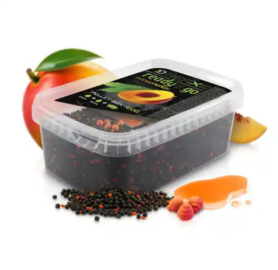Beperkte Voorraad Delphin Pellet box Reaxe READY&GO - Mangó-Őszibarack 400g