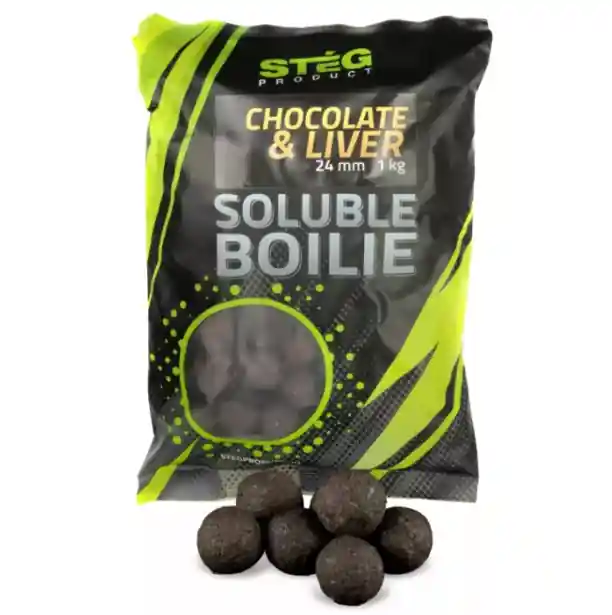 Stég Soluble Boilie 24mm 800g - csoki-máj Uitverkoop