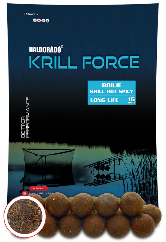 Haldorádó KRILL FORCE Boilie Long Life 16 mm - Krill Hot Spicy Nieuw