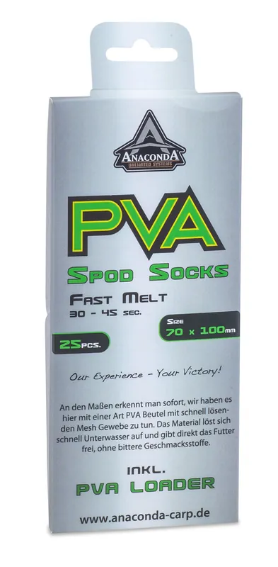 ANACONDA Fast Melt Spod Socks gyorsan oldodó PVA zacskó / 70x100mm / 25db Lage Kosten