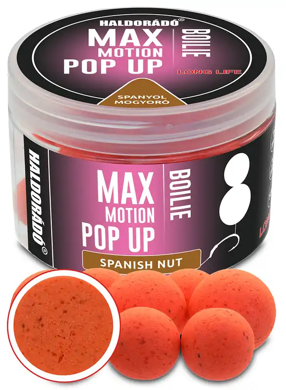 HALDORÁDÓ MAX MOTION Boilie Pop Up 16, 20 mm - Spanyol Mogyoró Uitverkoop