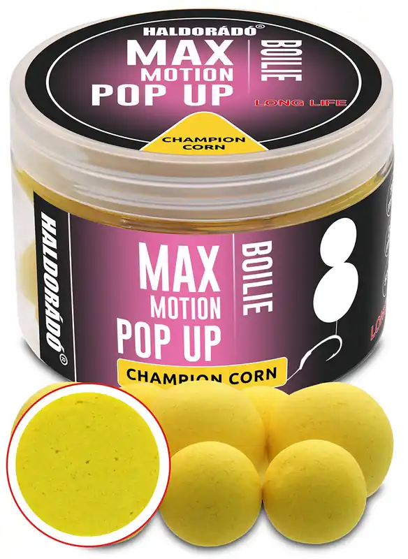 HALDORÁDÓ MAX MOTION Boilie Pop Up 16, 20 mm - Champion Corn Laatste Kans