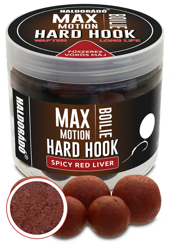 Betrouwbaar Haldorádó MAX MOTION Boilie Hard Hook Wafter 16, 20 mm - Fűszeres Vörös Máj