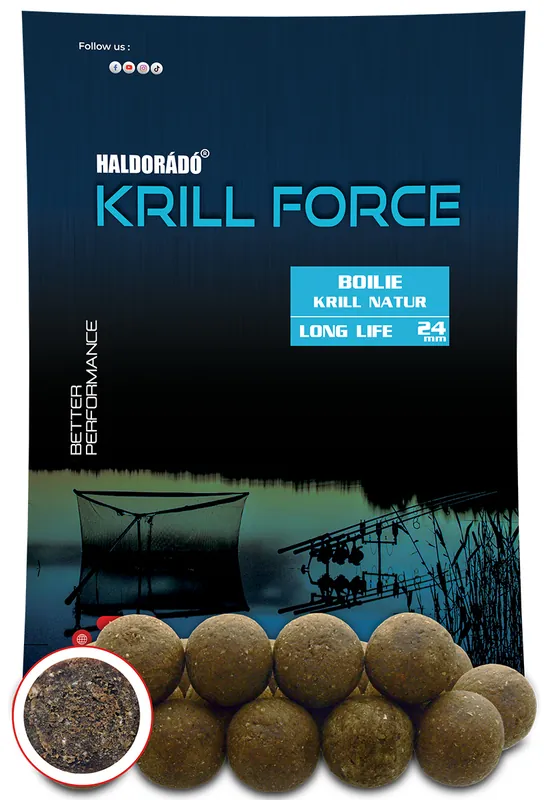 Haldorádó KRILL FORCE Boilie Long Life 24 mm - Krill Natur Finale Uitverkoop