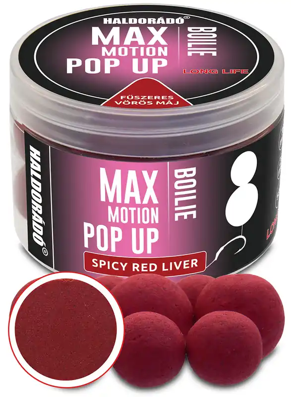 Op = Op HALDORÁDÓ MAX MOTION Boilie Pop Up 16, 20 mm - Fűszeres Vörös Máj