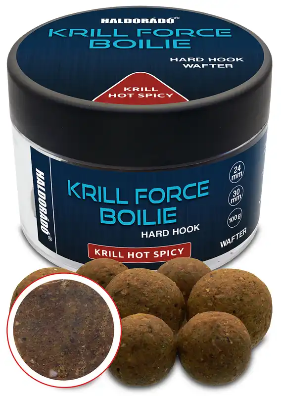Op = Op Haldorádó KRILL FORCE Boilie Hard Hook Wafter 24, 30 mm - Krill Hot Spicy