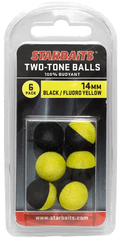 Veilige Betaling Starbaits Two Tones Balls 14mm fekete/sárga (lebegő golyó) 6db