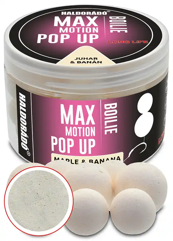 Gratis Retour Haldorádó MAX MOTION Boilie Pop Up 16, 20 mm - Juhar & Banán