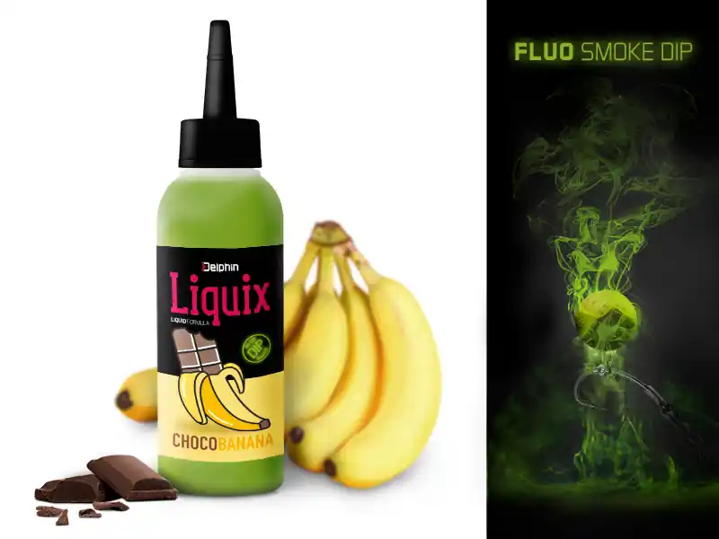 Flitsaanbieding Delphin Fluo dip D SNAX LiquiX /100ml (Csokoládé-Banán)
