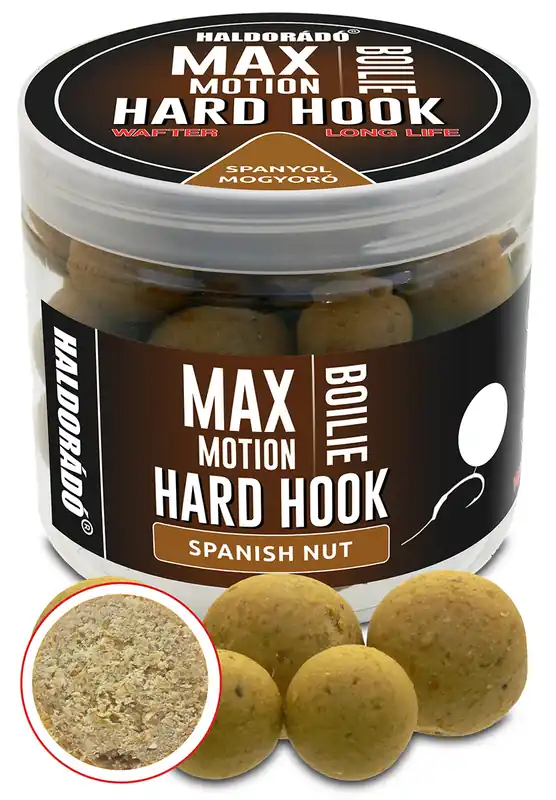 Haldorádó MAX MOTION Boilie Hard Hook Wafter 16, 20 mm - Spanyol Mogyoró Flitsaanbieding