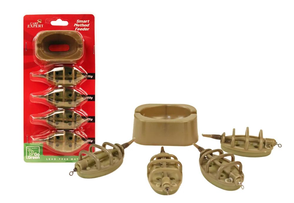 Favoriet Carp Expert Smart Method Feeder 15G+20G+25G+35G Tömködővel Go Green