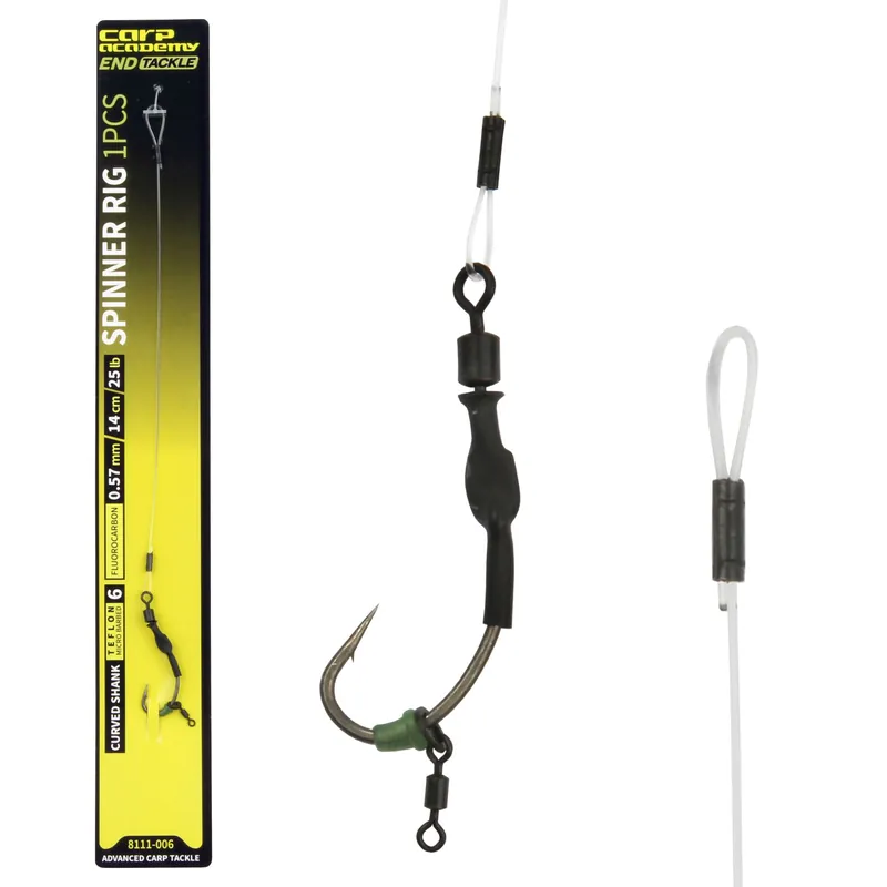 Populair Carp Academy Spinner rig / Curved Shank 4 előkötött előke