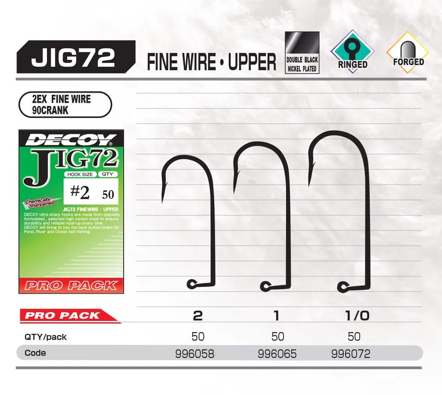 Lage Prijs Jig Horog Decoy Pro Pack Jig72 Upper Fine Wire 2