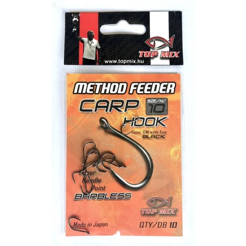 TOP MIX Method Feeder Carp horog Barbless 14 Populair
