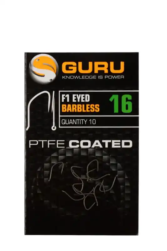 Laatste Kans GURU F1 Eyed Hook Size 16 (Barbless/Eyed) szakáll nélküli horog
