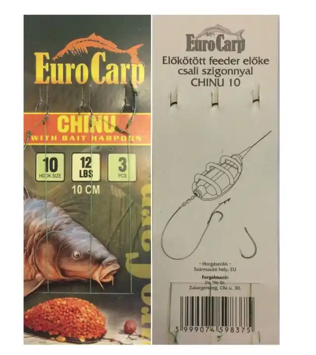 Laatste Versie Eurocarp Előkötött feeder előke csaliszigonnyal Chinu-10 10cm 12lbs
