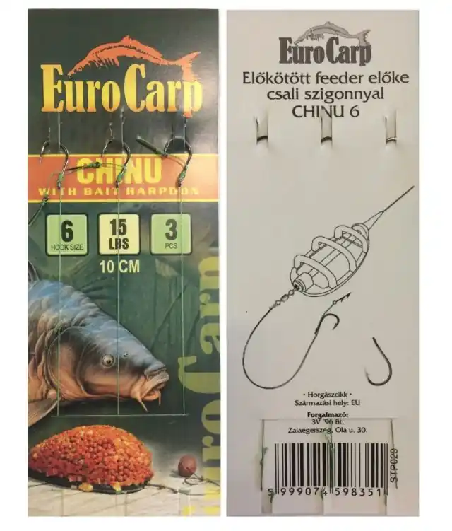 Express Levering Eurocarp Előkötött feeder előke csaliszigonnyal Chinu-6 10cm 15lbs