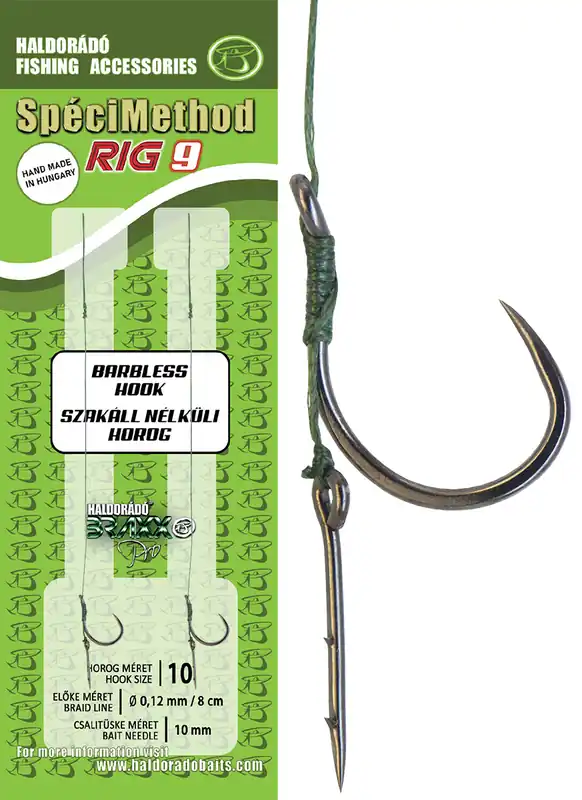 Goedkoop Haldorádó SpéciMethod Rig9 Braid 10mm / 10 barbless előkötött előke