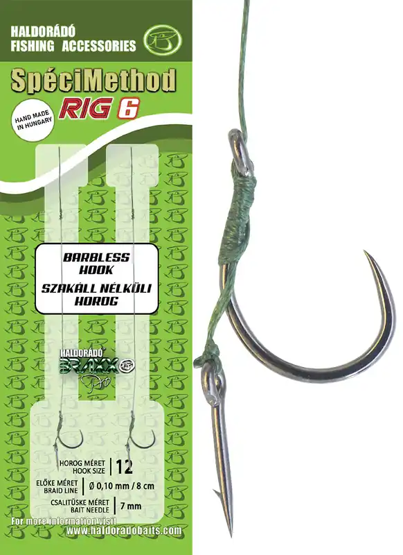 Finale Uitverkoop Haldorádó SpéciMethod Rig6 Braid 7mm / 12 barbless előkötött előke