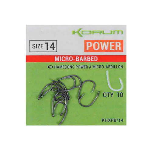 Korum XPERT POWER MICRO BARBED HOOKS - SIZE 14 horog Rechtstreeks Van De Fabrikant