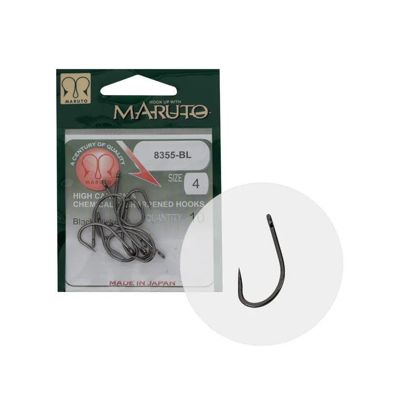 Maruto Horog 8355Bl Carp Hooks Forged Straight Eye Barbless Hc Black Nickel 4 Nieuw
