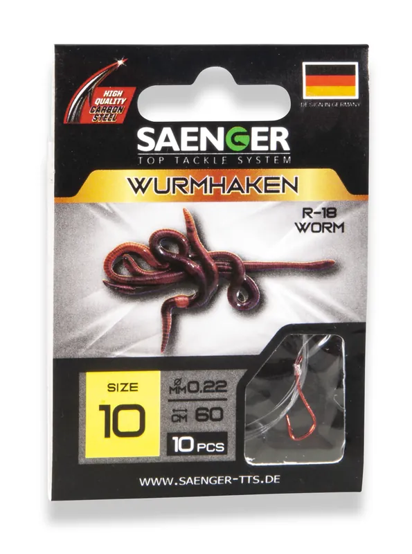 Tijdelijk Beschikbaar SAENGER Wormhook előkötött horog 8 / 60cm / 10db