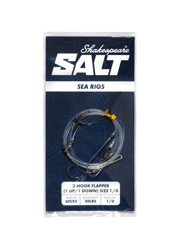 Gereduceerde Prijs 2-Hook Flapper 1 up/1 down size 1/0 tengeri előkötött szerelék