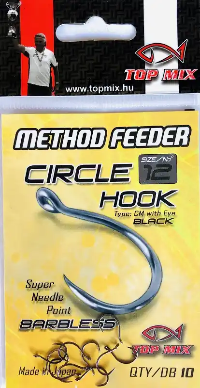 Top Mix Method feeder Circle Barbless hook 12 horog Direct Verzonden