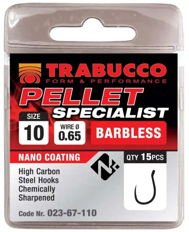 Trabucco Pellet Specialist Barbless 16 15db, szakáll nélküli horog Koopje