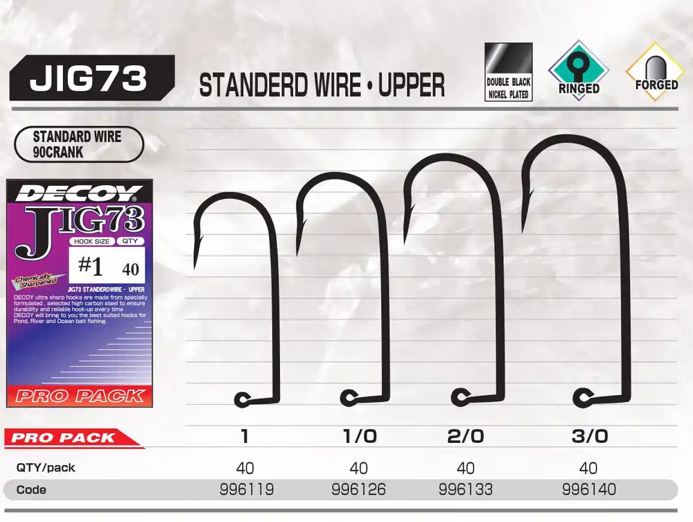Jig Horog Decoy Pro Pack Jig73 Upper Standard Wire 3/0 Laatste Kans