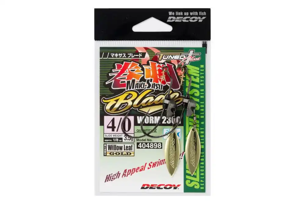 Gereduceerde Prijs Offset Horog Súlyozott Decoy Worm 230g Makisagu Blade Gold 1/0 2.5g
