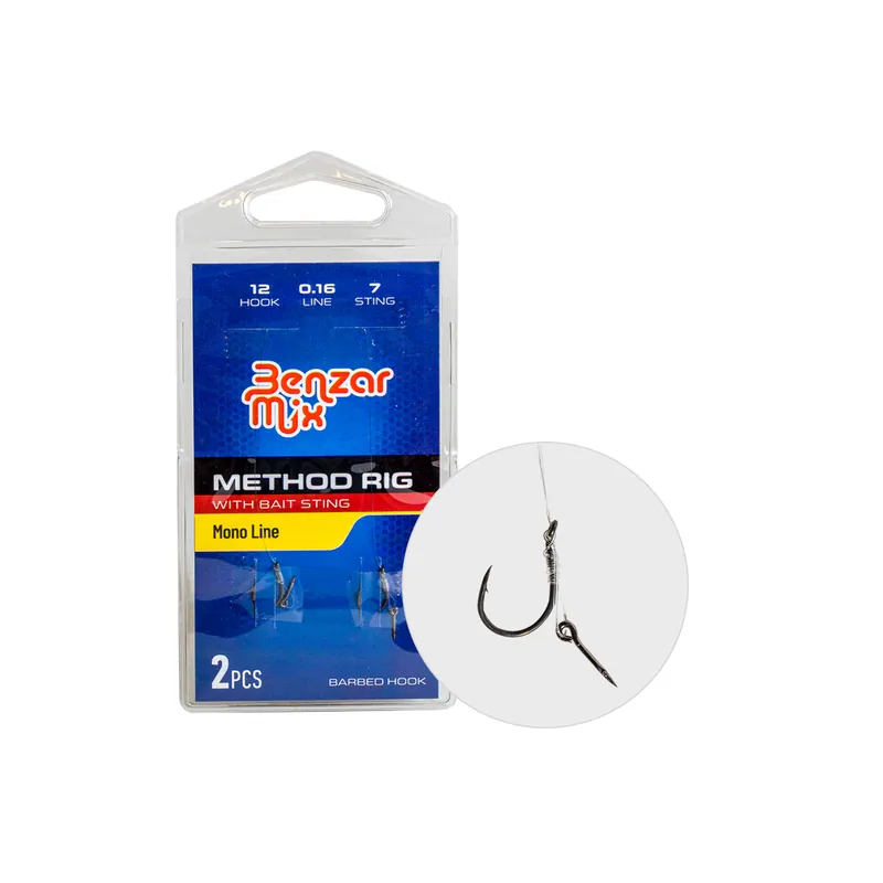 Aanbieding Benzár Method Kötött Horog 12 Monofil Zsinóron 7mm Csali Tüskével