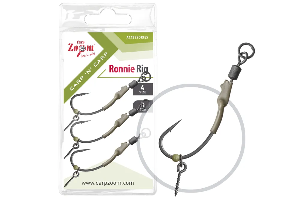 Laatste Versie CarpZoom Ronnie Rig bojlis végszerelék, 4, 3db