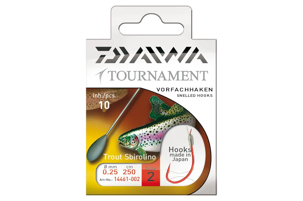 Direct Beschikbaar Daiwa Tournament sbirolino horog (red, 250cm, 4, 0.23mm, 10db)