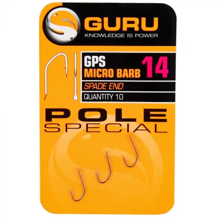 GURU Pole Special Hook Size 14 Barbed/Spade End horog Meest Verkocht