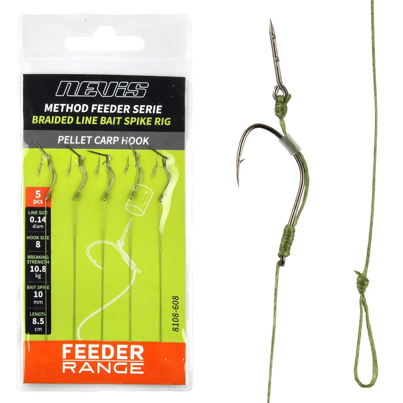 Premium Nevis Feeder fonott előke csalitüskével 12-es 5db/cs.