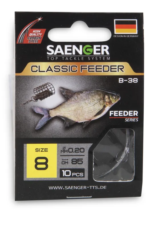 Koop Online SAENGER Classic Feeder előkötött horog 14 / 85cm / 10db