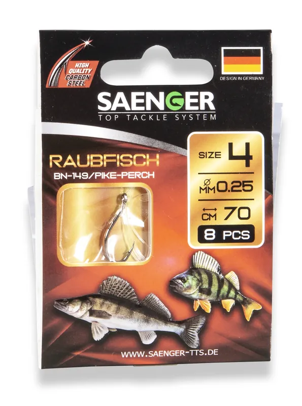 SAENGER Predator előkötött horog 1 / 70cm / 8db Premium