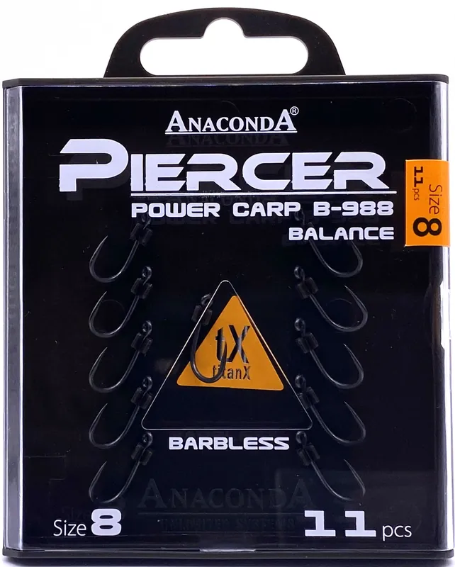 Hete Deal ANACONDA Piercer Power Carp B-988 szakállnélküli / méret 8 / 11db