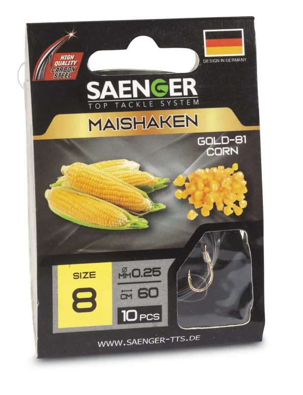 Bestseller SAENGER Cornhook Gold előkötött horog 4 / 60cm / 10db